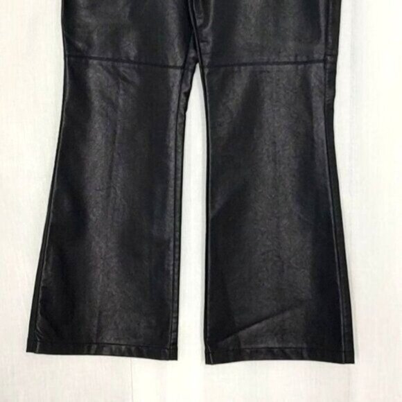 Free People Sasha Vegan Leather Kick Flare Pants Black 12 NEW - Picture 7 of 11